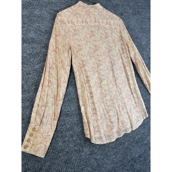 Pendleton Women's Paisley 100% Rayon Button-Up Blouse Beige Pink Long Sleeve XS - Picture 6 of 8